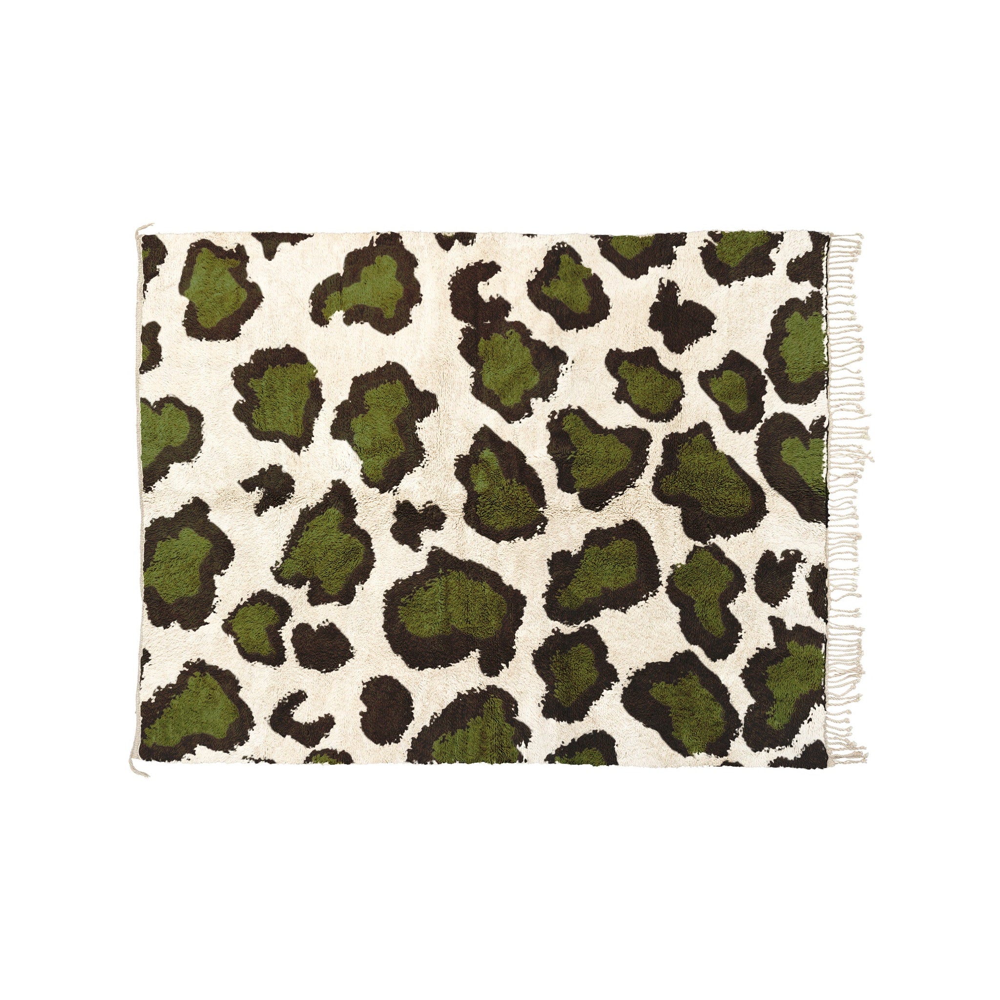 Détail du motif noir et vert de Mademoiselle sur fond écru